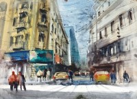 Farrukh Naseem, 15 x 22 Inch, Watercolor On Paper, Cityscape Painting,AC-FN-084